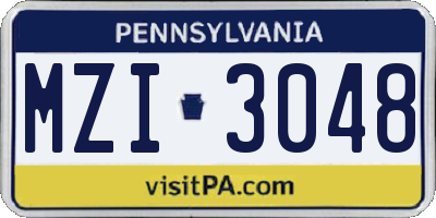 PA license plate MZI3048