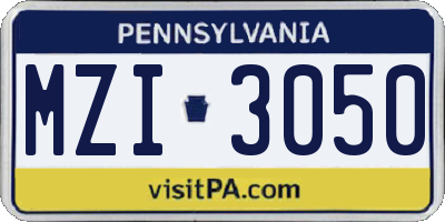 PA license plate MZI3050