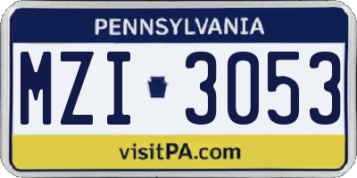 PA license plate MZI3053
