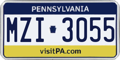 PA license plate MZI3055