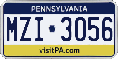 PA license plate MZI3056