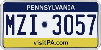 PA license plate MZI3057