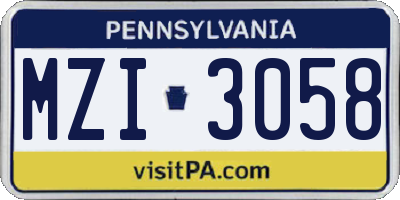 PA license plate MZI3058