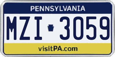 PA license plate MZI3059