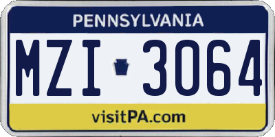 PA license plate MZI3064