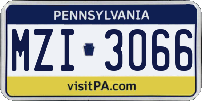 PA license plate MZI3066