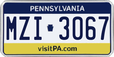 PA license plate MZI3067
