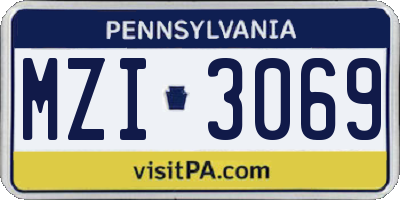 PA license plate MZI3069