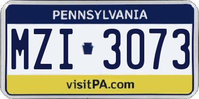 PA license plate MZI3073