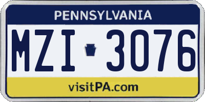 PA license plate MZI3076