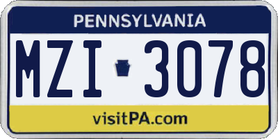 PA license plate MZI3078