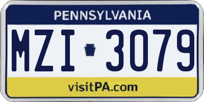 PA license plate MZI3079