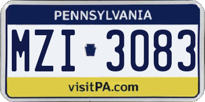 PA license plate MZI3083