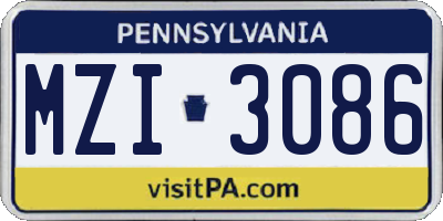 PA license plate MZI3086