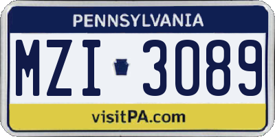 PA license plate MZI3089