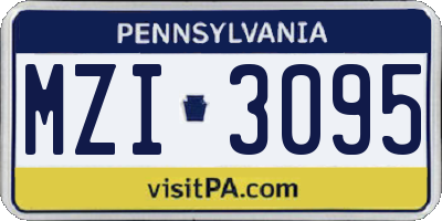 PA license plate MZI3095