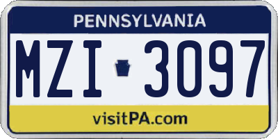PA license plate MZI3097