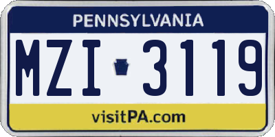 PA license plate MZI3119