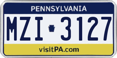 PA license plate MZI3127