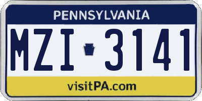 PA license plate MZI3141