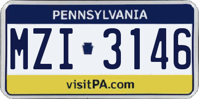 PA license plate MZI3146