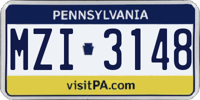 PA license plate MZI3148