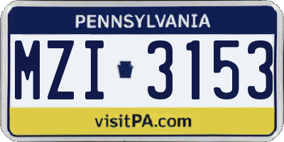 PA license plate MZI3153