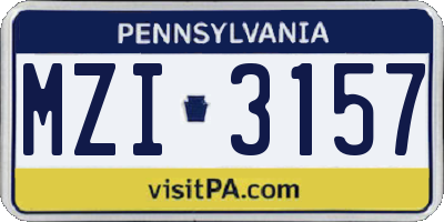 PA license plate MZI3157