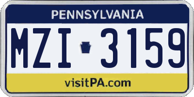 PA license plate MZI3159