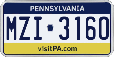 PA license plate MZI3160