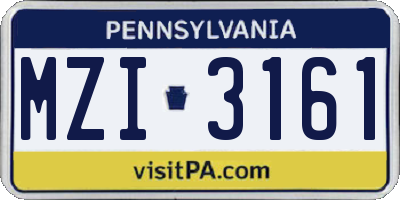 PA license plate MZI3161