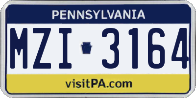 PA license plate MZI3164