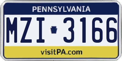PA license plate MZI3166