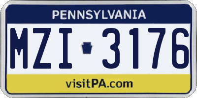 PA license plate MZI3176