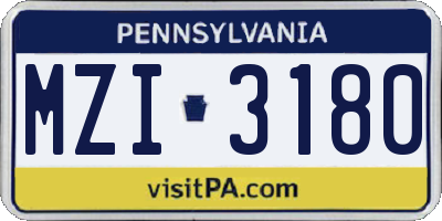 PA license plate MZI3180