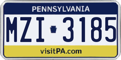 PA license plate MZI3185