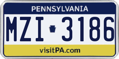PA license plate MZI3186