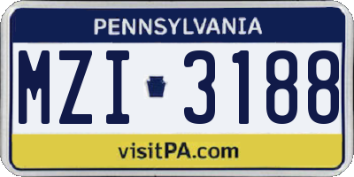 PA license plate MZI3188