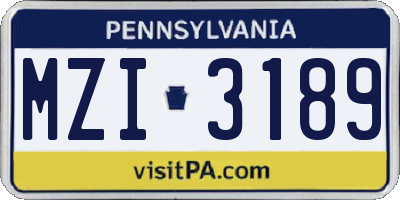 PA license plate MZI3189