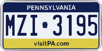 PA license plate MZI3195
