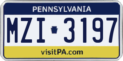 PA license plate MZI3197