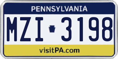 PA license plate MZI3198