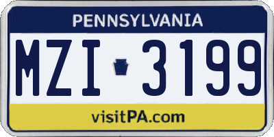 PA license plate MZI3199