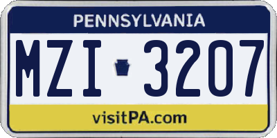 PA license plate MZI3207