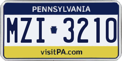 PA license plate MZI3210