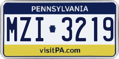 PA license plate MZI3219