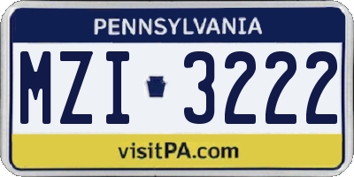 PA license plate MZI3222