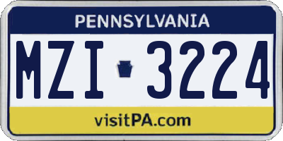 PA license plate MZI3224