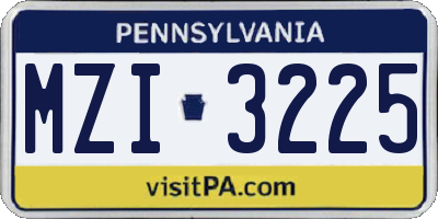 PA license plate MZI3225