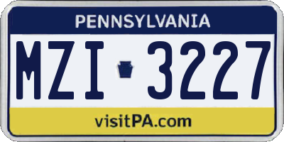PA license plate MZI3227